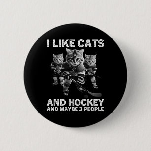Badge Rond 5 Cm Cadeau de hockey de chat drôle pour les introverti