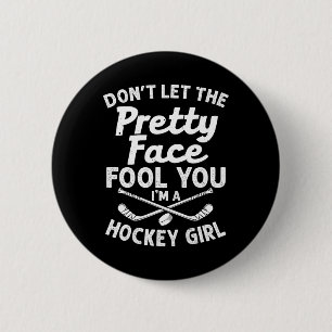 Badge Rond 5 Cm Cadeau De Hockey Fun Girl Pour Femmes Enfants Pla 