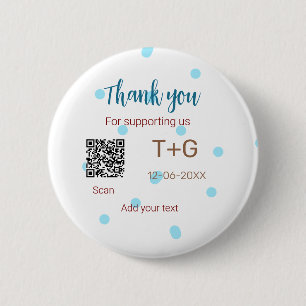Badge Rond 5 Cm Cadeau de lune de miel Ajouter code Q R nom du cou
