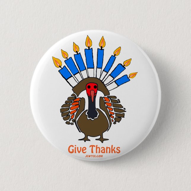 Badge Rond 5 Cm Cadeau de menorah de dinde de Thanksanukkah (Devant)