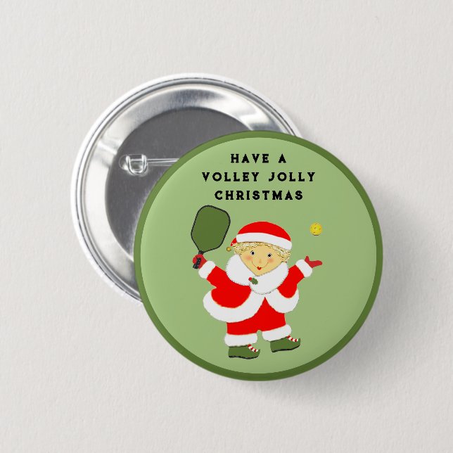 Badge Rond 5 Cm Cadeau de Noël de pickleball (Devant & derrière)