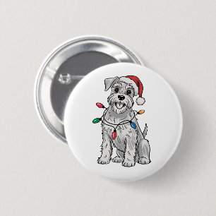 Badge Rond 5 Cm Cadeau de Noël pour amateur de Miniature Schnauzer