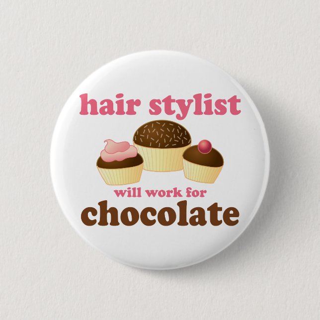 Badge Rond 5 Cm Cadeau de profession de coiffeur de chocolat (Devant)