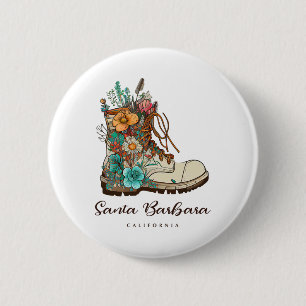 Badge Rond 5 Cm Cadeau de randonnée en plein air à Santa Barbara