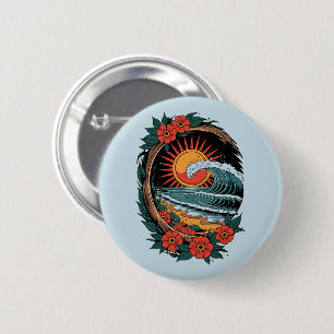 Badge Rond 5 Cm Cadeau de vacances au coucher du soleil pour amate