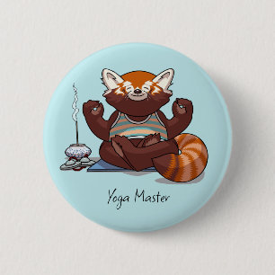 Badge Rond 5 Cm Cadeau d'élève de yoga du panda roux Artwork d'ani