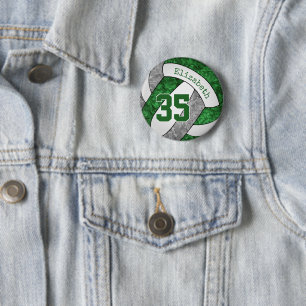 Badge Rond 5 Cm cadeau d'esprit d'équipe de volley-ball gris vert