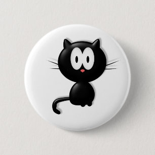Badge Rond 5 Cm Cadeau d'Halloween à la chatte noire