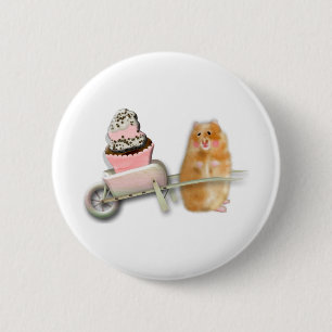 Badge Rond 5 Cm Cadeau d'illustration de hamster mignon avec muffi