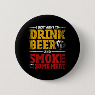 Badge Rond 5 Cm Cadeau drôle de chef BBQ amateur de viande fumée à