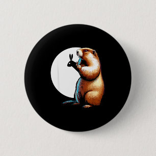 Badge Rond 5 Cm Cadeau drôle de l'ombre de la marmotte d'Amérique