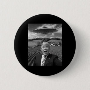 Badge Rond 5 Cm Cadeau drôle de Trump selfie avec un alien ufo pou