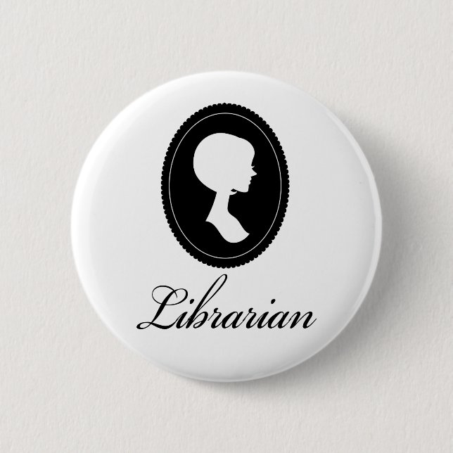 Badge Rond 5 Cm Cadeau élégant de bibliothécaire de silhouette (Devant)