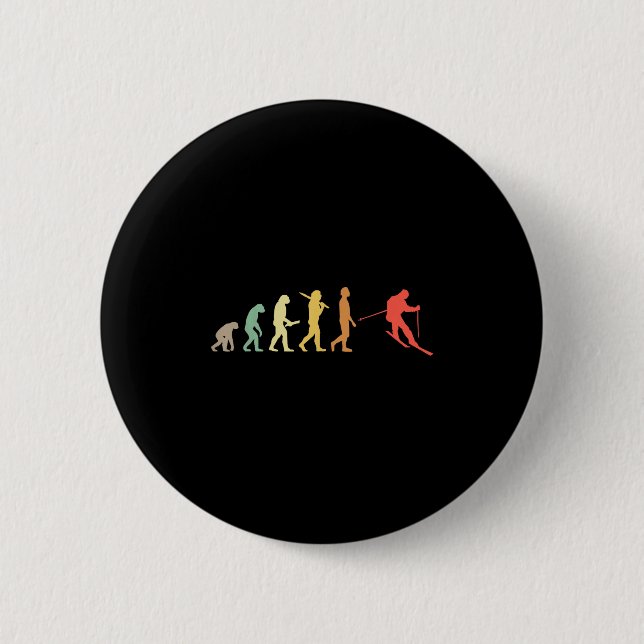 Badge Rond 5 Cm Cadeau Evolution Ski Rétro Pour Skieurs (Devant)