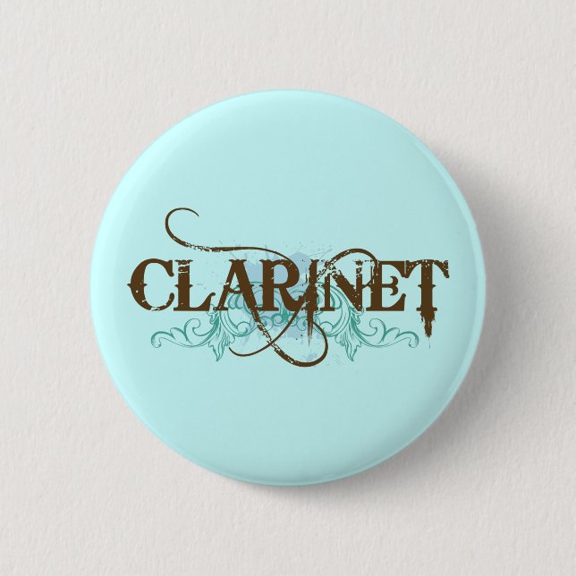 Badge Rond 5 Cm Cadeau grunge frais de musique de clarinette (Devant)