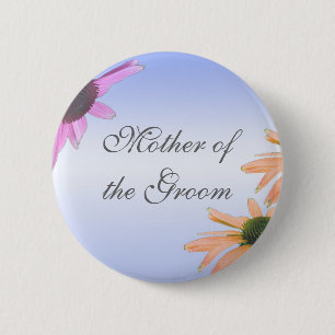 Badge Rond 5 Cm cadeau mariage, fleurs marguerites, merci, etc.