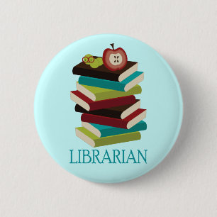 Badge Rond 5 Cm Cadeau mignon de bibliothécaire de pile de livre