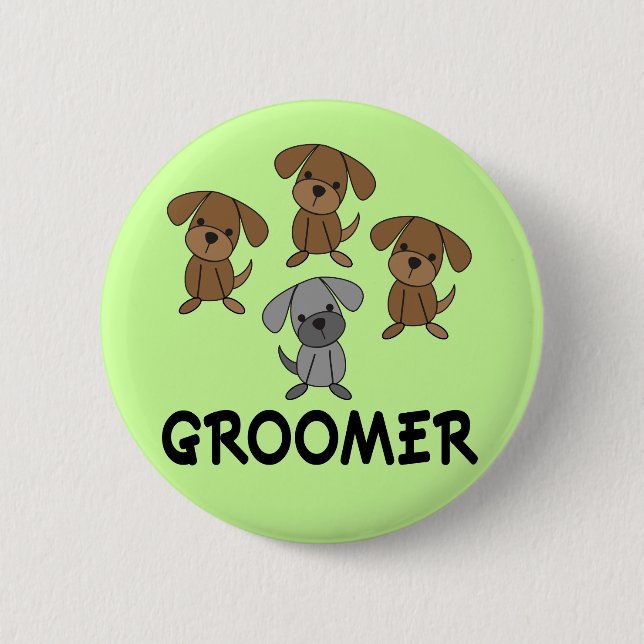 Badge Rond 5 Cm Cadeau mignon de profession de Groomer de chien (Devant)