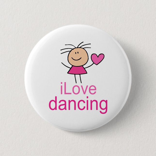 Badge Rond 5 Cm Cadeau mignon de T-shirt de danse d'amour d'I (Devant)