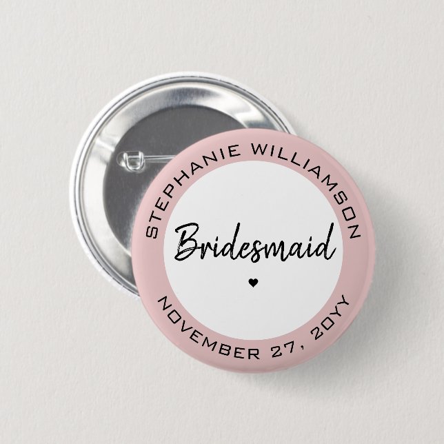 Badge Rond 5 Cm Cadeau personnalisé de demoiselle d'honneur minima (Devant & derrière)