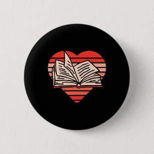 Badge Rond 5 Cm Cadeau Rétro Amour Coeur Lecture Livre Pour Lui El