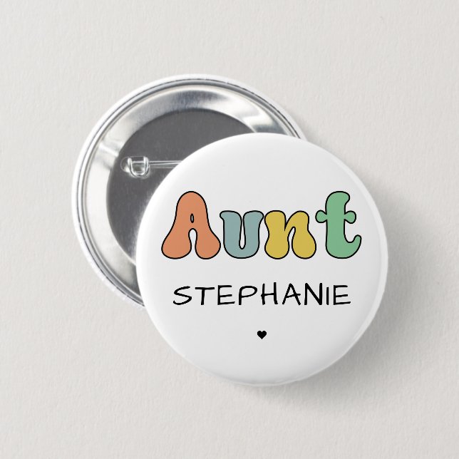 Badge Rond 5 Cm Cadeau Retro Tante Personnalisé | Tante personnali (Devant & derrière)