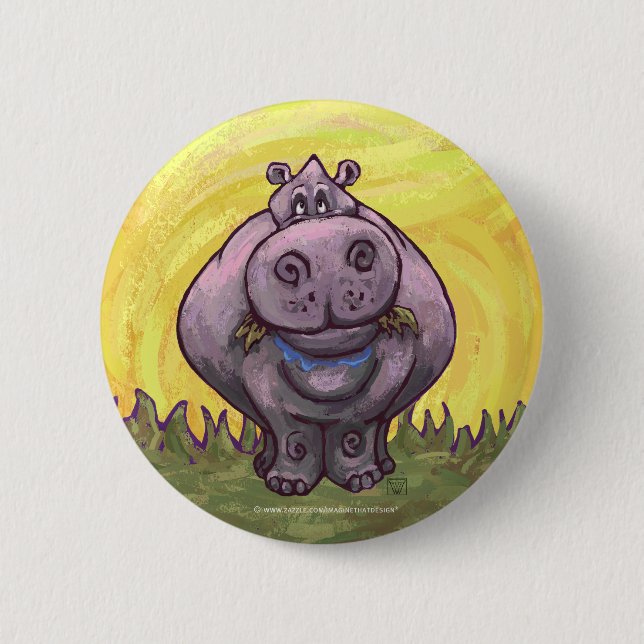 Badge Rond 5 Cm Cadeaux & Accessoires Hippopotame (Devant)