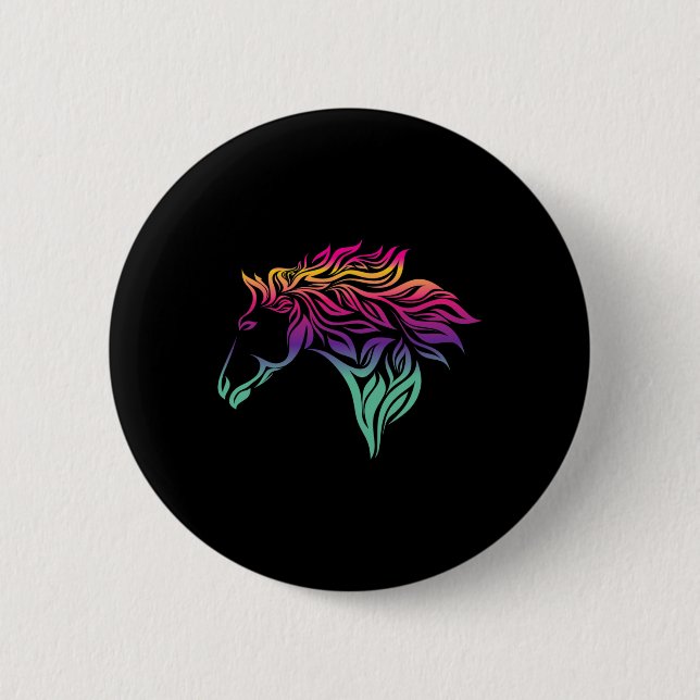 Badge Rond 5 Cm Cadeaux Cheval Pour Filles. Équitation8 (Devant)