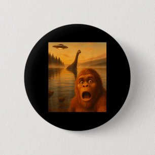Badge Rond 5 Cm Cadeaux d'Alien Ufo Bigfoot Selfie avec Loch Ness