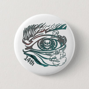 Badge Rond 5 Cm Cadeaux d'anniversaire d'oeil de crâne 14èmes