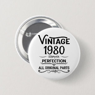 Badge Rond 5 Cm Cadeaux d'anniversaire vintages personnalisés noir