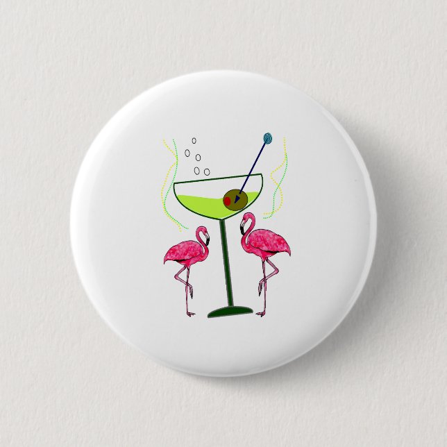 Badge Rond 5 Cm Cadeaux d'art Flamant rose tropical (Devant)