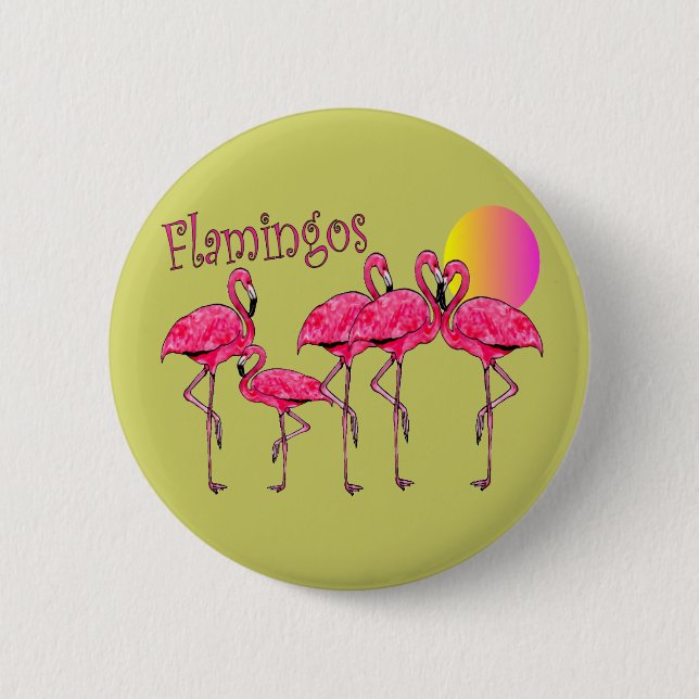 Badge Rond 5 Cm Cadeaux d'art Flamant rose tropical (Devant)