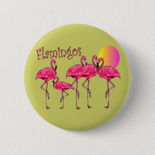 Badge Rond 5 Cm Cadeaux d'art Flamant rose tropical