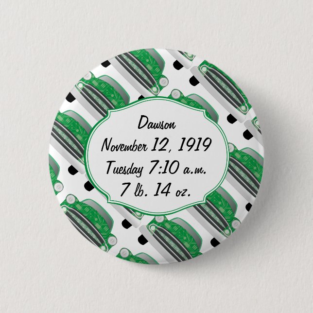 Badge Rond 5 Cm Cadeaux de Baby shower de voiture Sweet Green Retr (Devant)