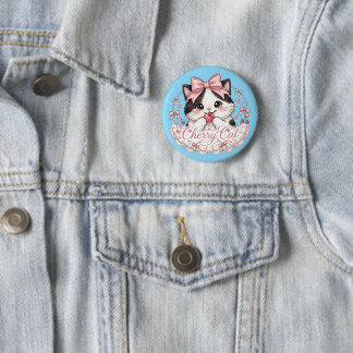 Badge Rond 5 Cm Cadeaux de bouton épinglé de chat Cherry Coquette