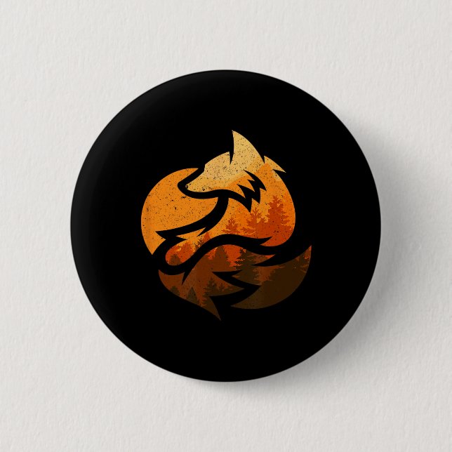 Badge Rond 5 Cm Cadeaux de design d'animal de renard avec chasse d (Devant)