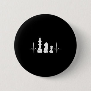 Badge Rond 5 Cm Cadeaux de jeu d'échecs au rythme cardiaque - Roi