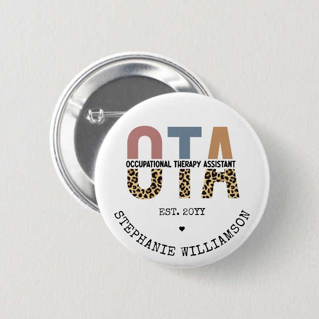 Badge Rond 5 Cm Cadeaux de l'assistant d'ergothérapie OTA personna (Devant & derrière)