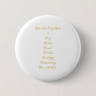 Badge Rond 5 Cm Cadeaux de l'Esprit Saint en 3D Look Script doré
