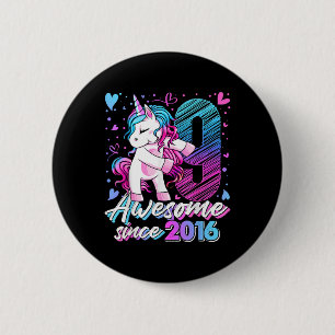 Badge Rond 5 Cm Cadeaux de licorne de 9 ans pour filles anniversai