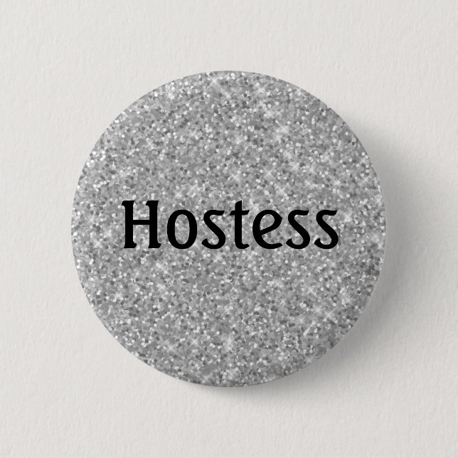 Badge Rond 5 Cm Cadeaux de mariage pour hôtesse Paillettes argenté (Devant)