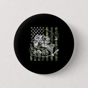 Badge Rond 5 Cm Cadeaux de pêche de drapeau américain camouflage p