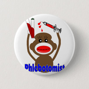 Badge Rond 5 Cm Cadeaux de Phlebotomist de singe de