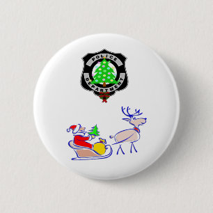 Badge Rond 5 Cm Cadeaux de police de Noël