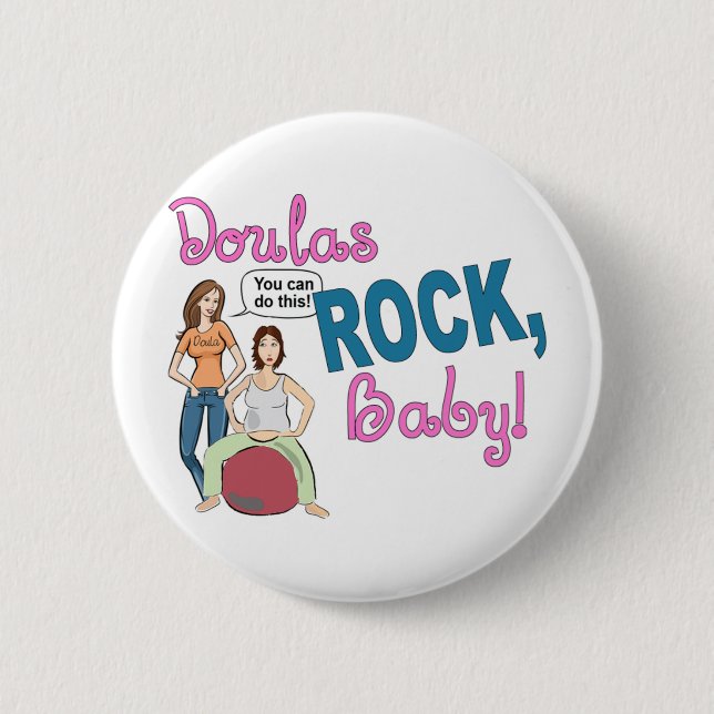 Badge Rond 5 Cm Cadeaux Doulas Rock! (Devant)