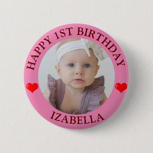 Badge Rond 5 Cm Cadeaux mignons Bon anniversaire bouton rouge Coeu