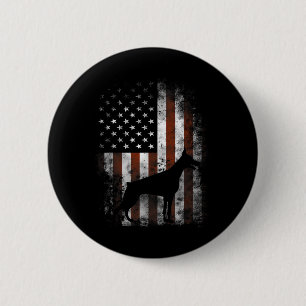 Badge Rond 5 Cm Cadeaux patriotiques Doberman Pinscher Drapeau Amé