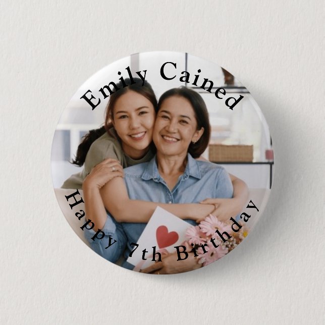 Badge Rond 5 Cm Cadeaux personnalisés de fête d'anniversaire heure (Devant)