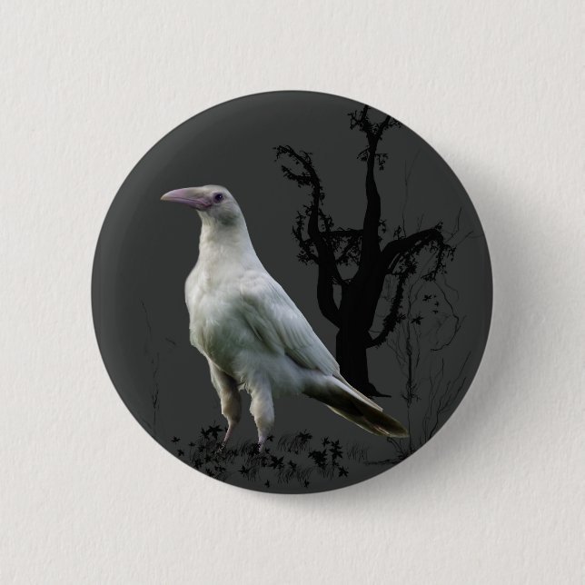 Badge Rond 5 Cm Cadeaux "Rare White Raven" (Devant)